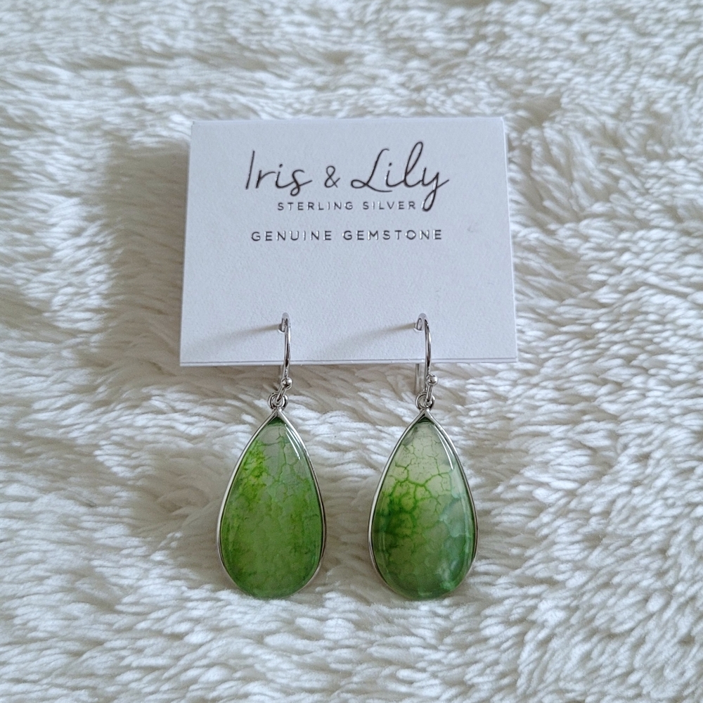 Iris & Lily Moss Green💚 Agate Earrings